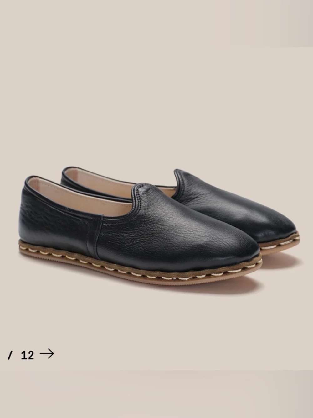 Sabah Glove Black Leather flats, size 40